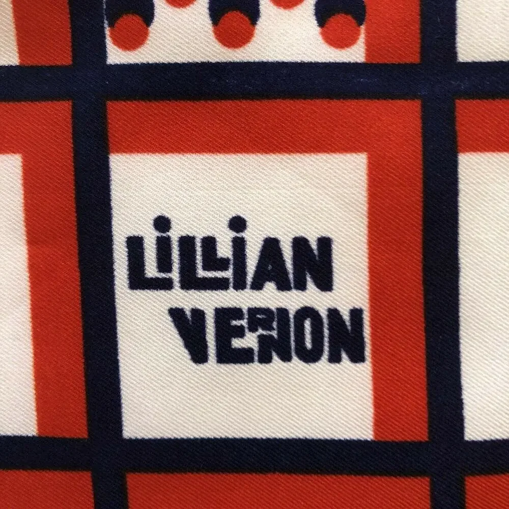 Checkered Scarf Red White Blue Lillian Vernon Mod Boselli Italy 19x20 Vintage
